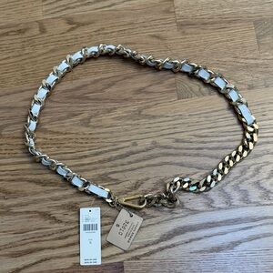 Streets Ahead Gold and White leather Chain belt